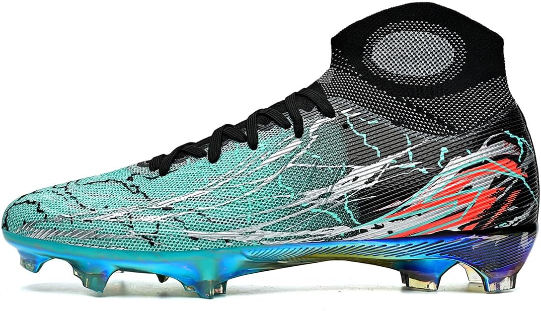 SAIBI High-Top Soccer Cleats for Men & Women, Electroplated FG Studs, Gradient Lightning Design, Professional Match & Training Shoes, Breathable & Wear-Resistant