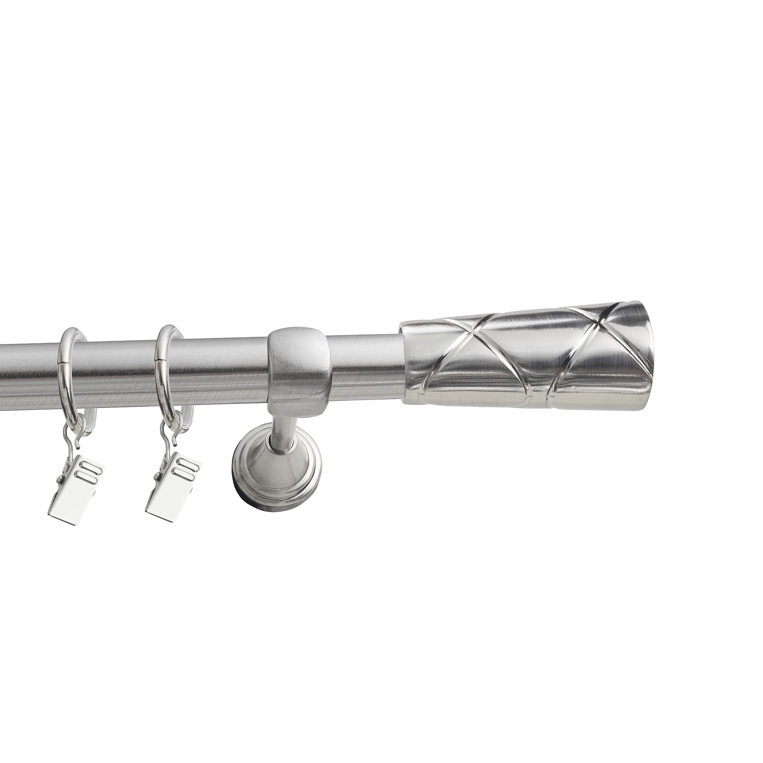 Gardinenstange Stahl - Gordijnroede 270 cm - Elegante Modern Vorhangstange - 1-läufig stange vorhang - Karniesabschluss wählbar - Vorhang Stangen Stahl Davi