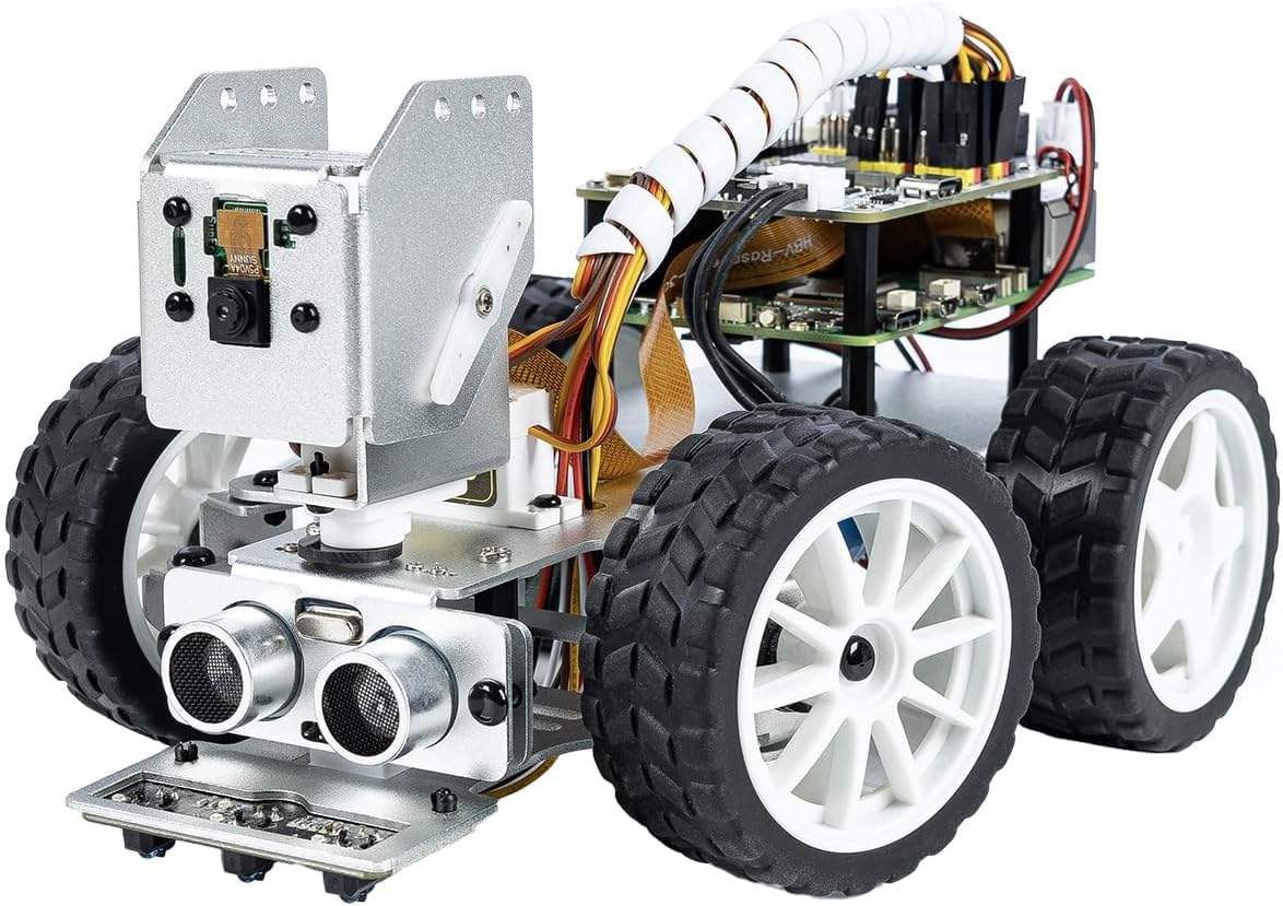 SunFounder Picar-X AI Robot Smart Car Kit for Raspberry Pi 5/4/3B+/Zero 2w, Openclaw LLMs ChatGPT/Gemini/Grok, Voice&Video Recognition, Python, Scratch, Camera (RPI NOT Included)