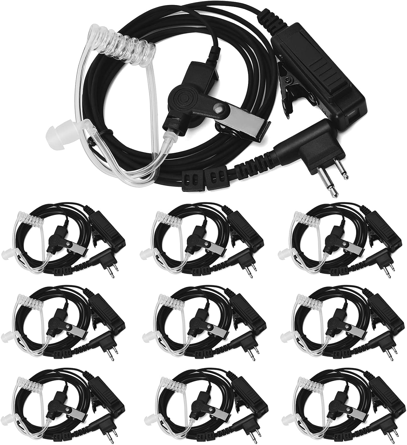 HYS Covert Acoustic Tube Security Bodyguard Earpiece Headset PTT Mic Compatible With Motorola CP040 DP1400 GP68 GP88 GP300 CT150 Pro1150 Hyera Midland 2 Way Radio (TB06-10)
