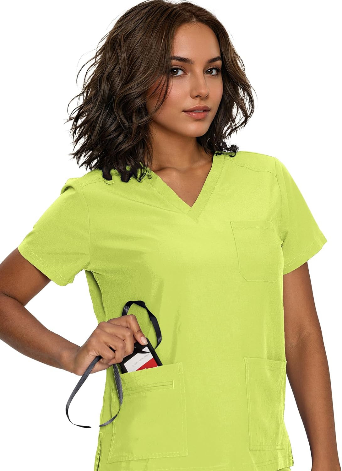 Scrubs for Women, V-Neck Scrubs Top & Cargo Pants with 12 Pockets, Yoga Waistband, 4 Way Stretch - Image 4