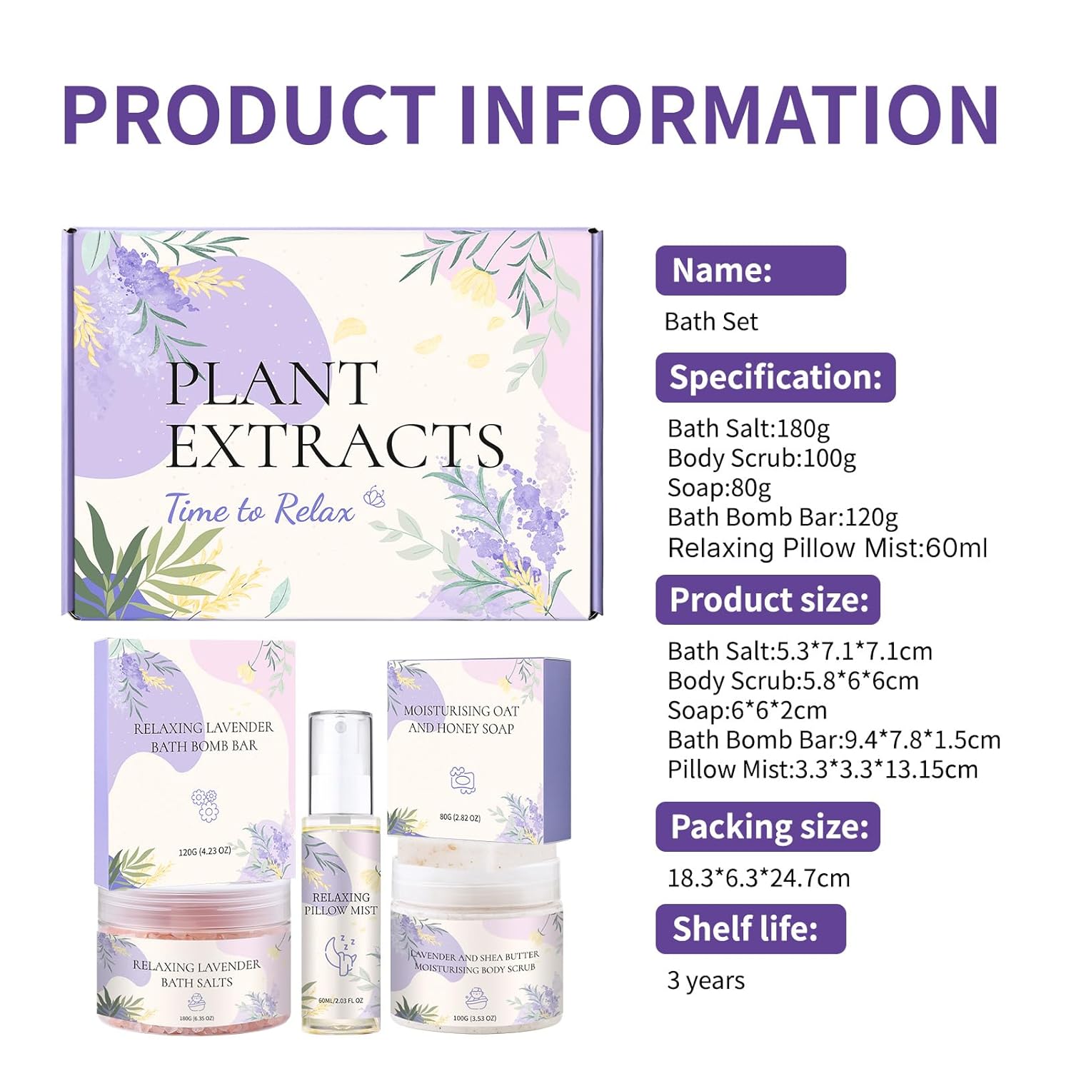 Roseye Lavender Spa Gift Set- 5pcs with Bath Salts, Shea Butter Scrub, Pillow Mist, Soap & Bath Bomb, Relaxing Birthday Christmas Gifts for Women, Mom, Sister, Girlfriend, Home Spa Care - Image 9