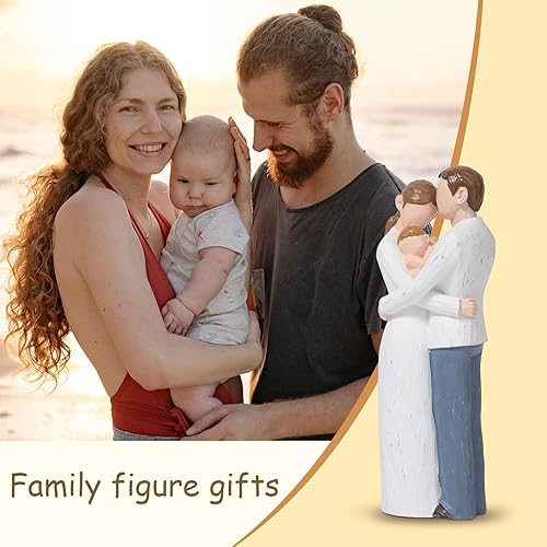 Miniatura 3 de Figura de familia de tres, figura de resina de amor familiar para mamá, papá y niños figura esculpida pintada a mano, estatuas temáticas de regalo