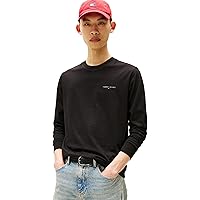 Tommy Jeans Uomo Maglietta a Maniche Lunghe Slim Chest Linear in Cotone