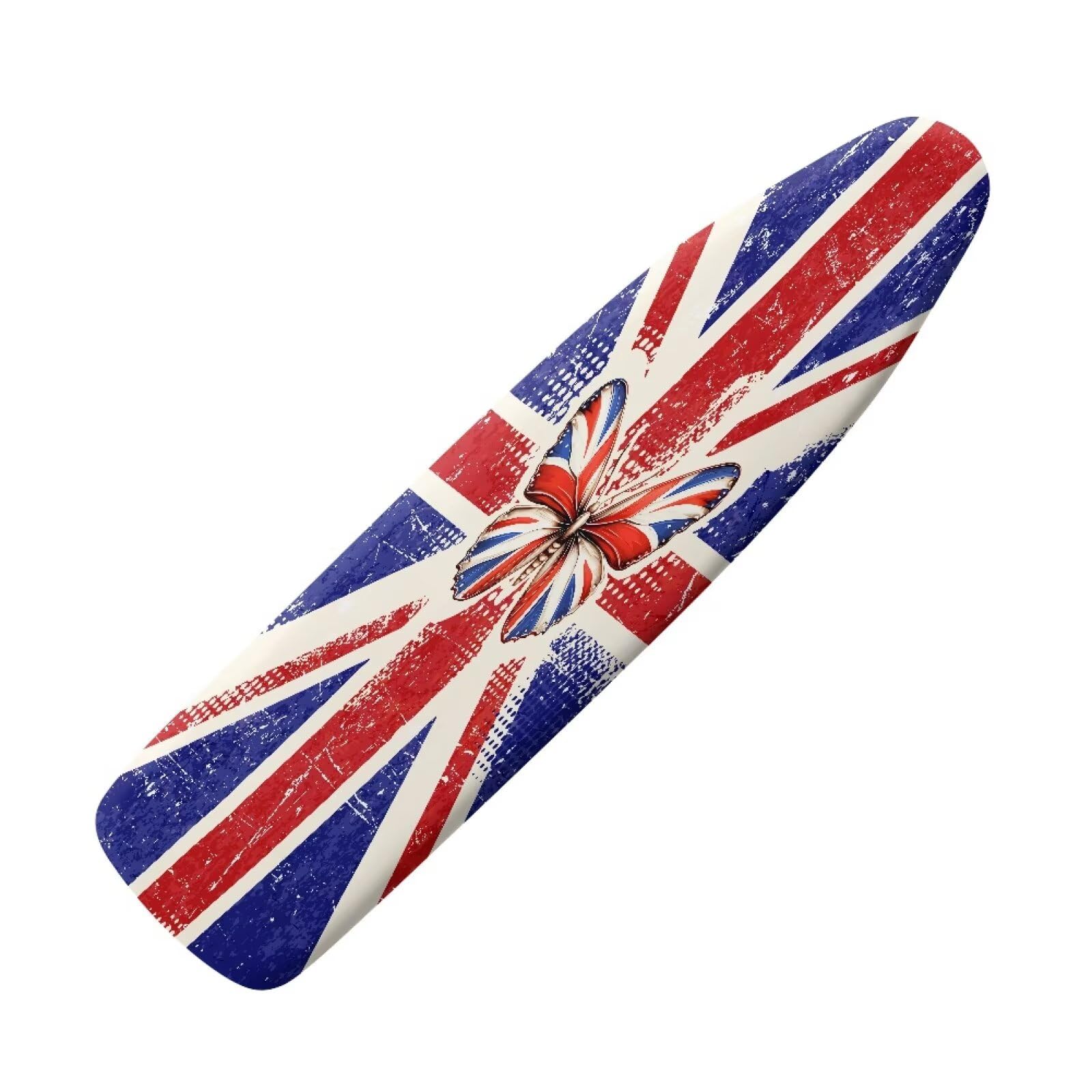 NETILGEN Butterfly British Flag Ironing Board Cover Accessories, Stretchy Ironing Board Cover with Elastics Edges Scorching Resistant Thick Padding