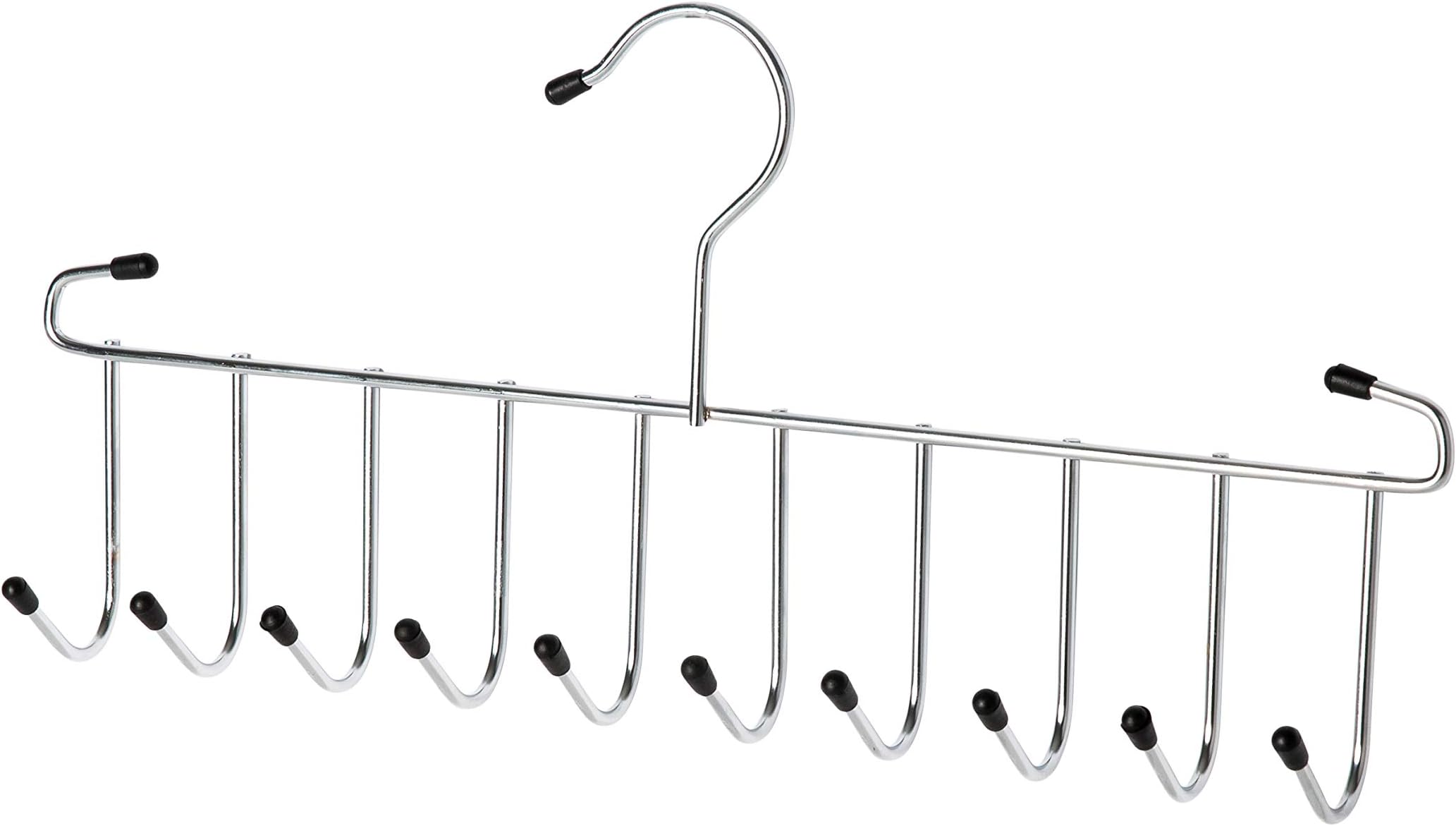 Organize It All 10-Hook Tie Belt Scarf Accessory Closet Hangers, Set of 3, Chrome