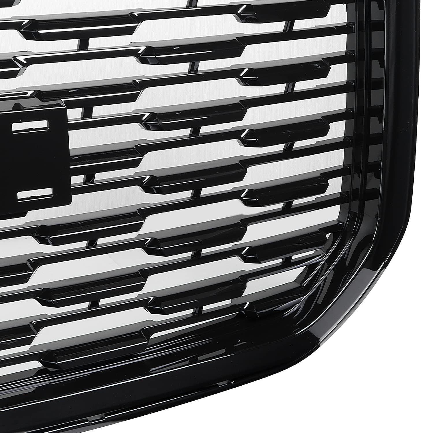 Spec-D Tuning Polished Black Denali Style Mesh Front Hood Grill Grille Compatible with 2015-2020 GMC Yukon/Yukon XL