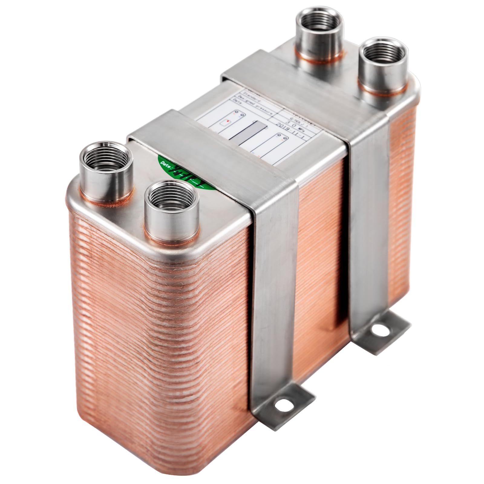 BestEquip Plattenwärmetauscher Edelstahl B12-60,Wärmetauscher 60, Plattenwärmetauscher 3,0 MPa, Wärmetauscher heizung, Silber