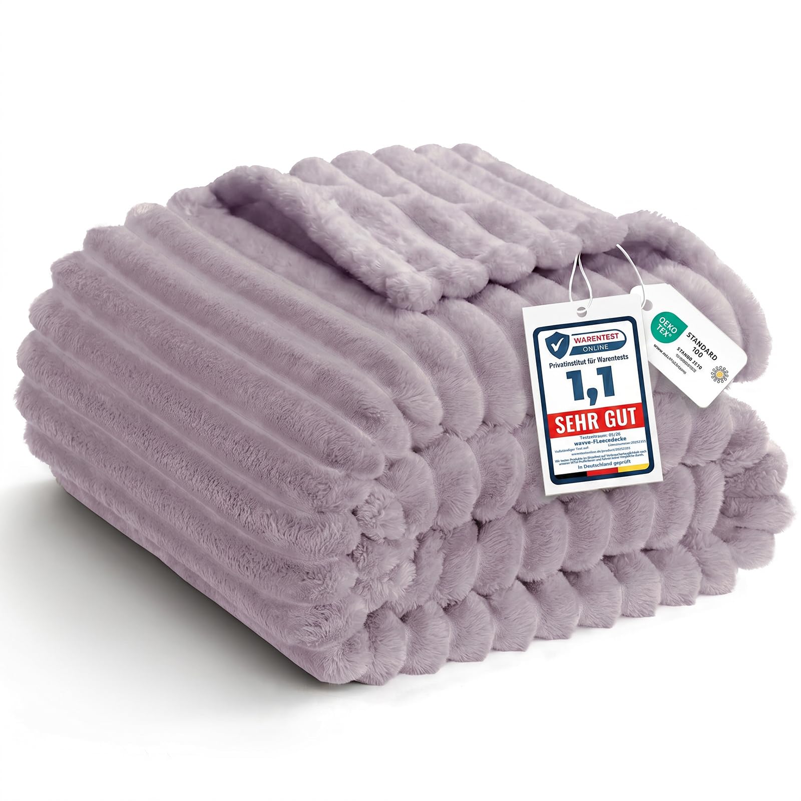 Wavve Women's Grey Purple Large Blanket For Sofa - Xl Fluffy Cosy Soft Warm Striped Throw For Bed, Couch, Queen Size, 220X240cm