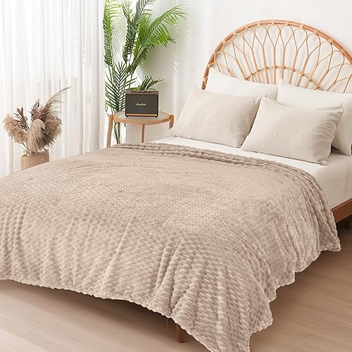 Vista 294 de Vessia Manta de franela de forro polar, 300GSM, acogedora manta a rayas verde salvia para sofá, cama y sofá, cálida y suave, acogedora manta