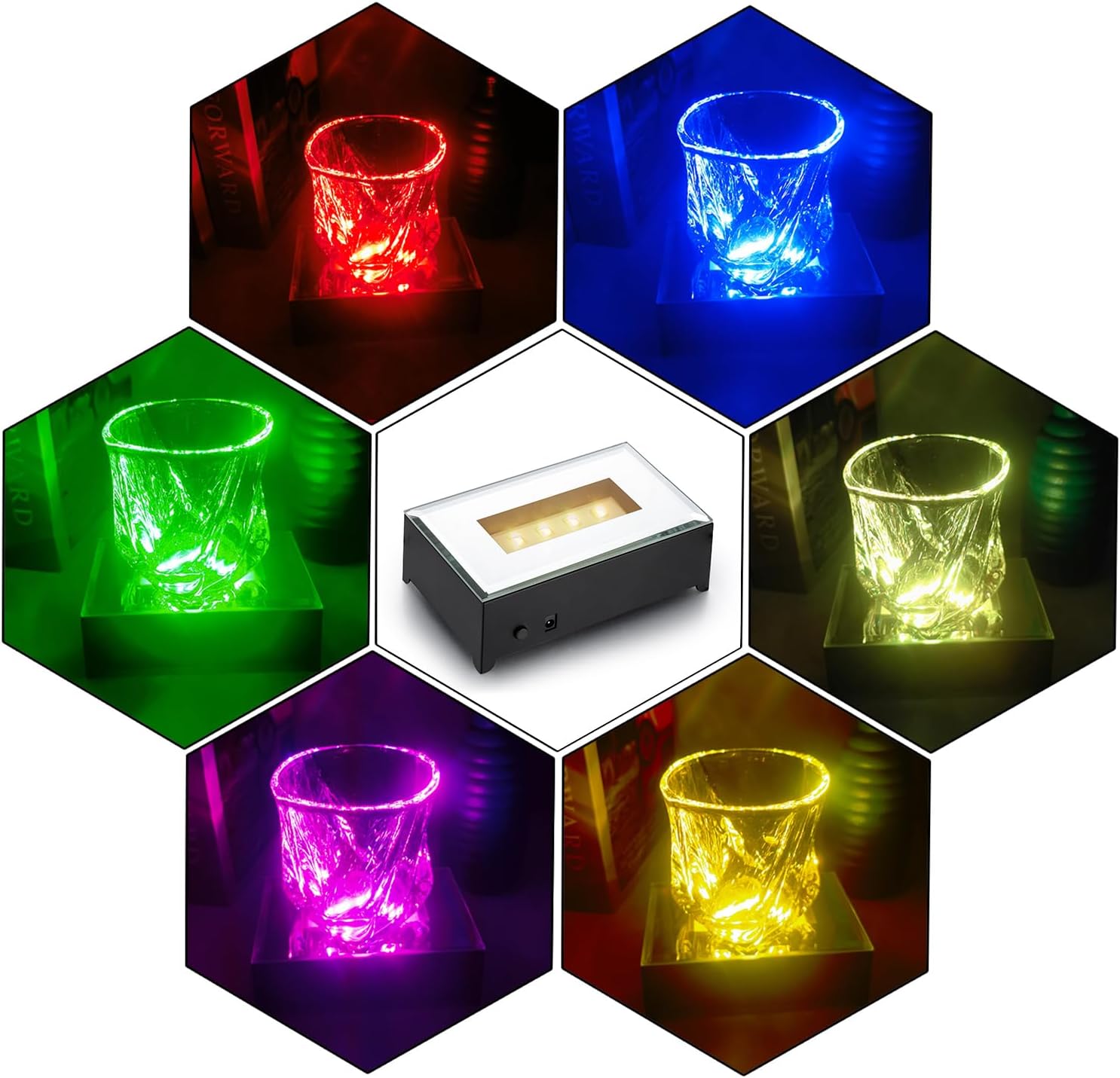 LED Light Base with 9 Models,Lamp Base, LED Display Base Battery for Glass Art,Nice Party Decor (Black), KB111 image 2