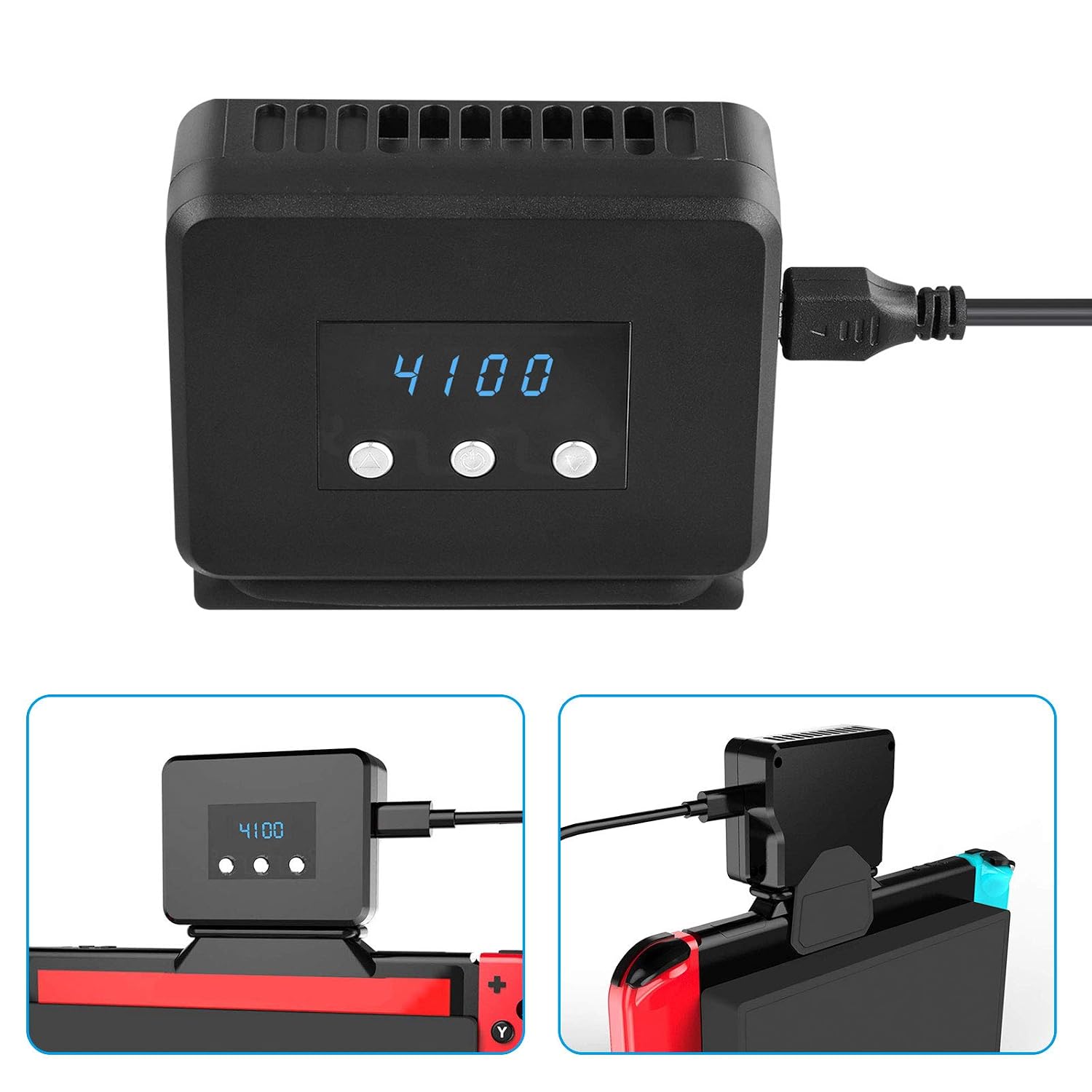 Switch Cooling Fan, EEEKit Cooling Fan for Nintendo Switch, Dock Set Temperature Display Cooler for NS Original Docking Station, Adjustable Fan Speed, USB Powered, Integrated Cable