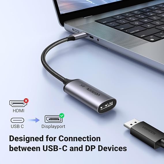 UGREEN 8K@60Hz USB C to DisplayPort 1.4 Adapter Cable 4K@240Hz Bundle VESA Mini DisplayPort to DisplayPort 1.4 Cable 6.6FT