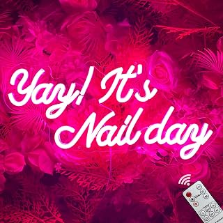 Pink Nail Salon LED Sign, USB Powered Neon Light, Dimmable Pink Nails Salon Tech Decor, Nail Day Sign for Beauty Influencers, Manicure Pedicure Enthusiast Spas