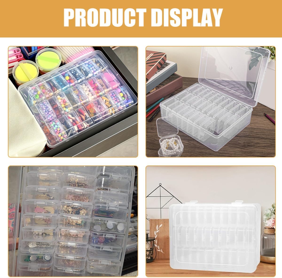2 Sets Small Plastic Craft Organizer Boxes with 30 Compartments and Lids for DIY Beading Jewelry Storage and Home Office Sundries Organization