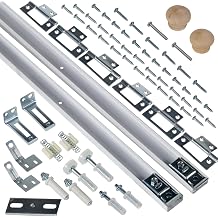 Bifold Door Hardware Kit with Steel Track, 2-Pack 30-Inch Folding Door Track Kit Bi-fold Closet Door Hardware Repair Tool Kit with Brackets, Pivots & Guide Wheels, Can Be Connected Into 60-Inch