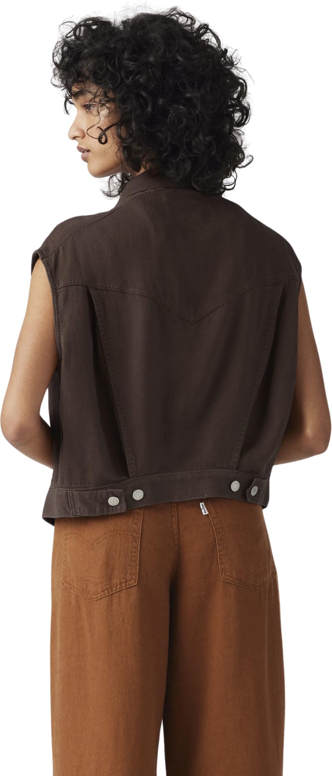 Levi's Donna Gilet in Jeans Shrunken 90s con Taschini sul Petto, Senza Maniche
