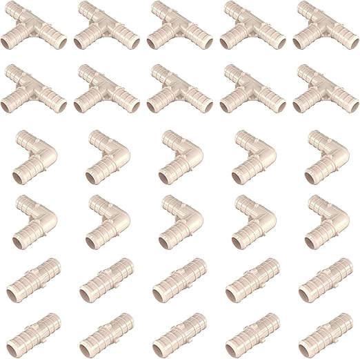 1/2" Pex Plastic Fittings with Pex Tees "T",Pex Elbows, Pex Couplers