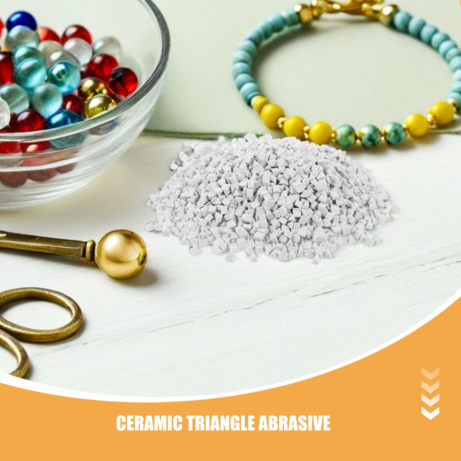 Mezzi Abrasivi Triangolari in Ceramica Bianca da 4mm per Lucidatura 1kg, per Burattatrici Vibranti e Limatura di Pietre Superfici Migliorate e Riduzione Rottura