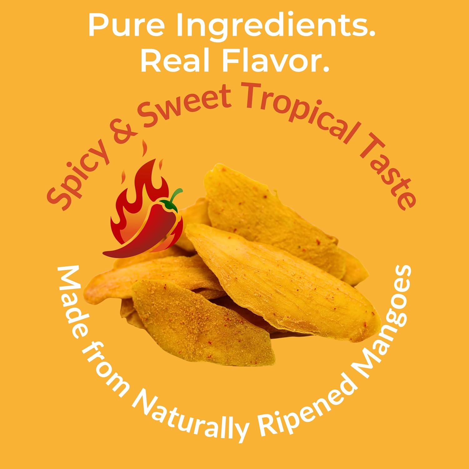 Low Sugar Added Spicy Dried Mango Slices, 32 oz, Soft & Juicy, Naturally Ripened, Gluten-Free, Kosher, Non-GMO, Natural Source of Vitamin C, 2 Lbs