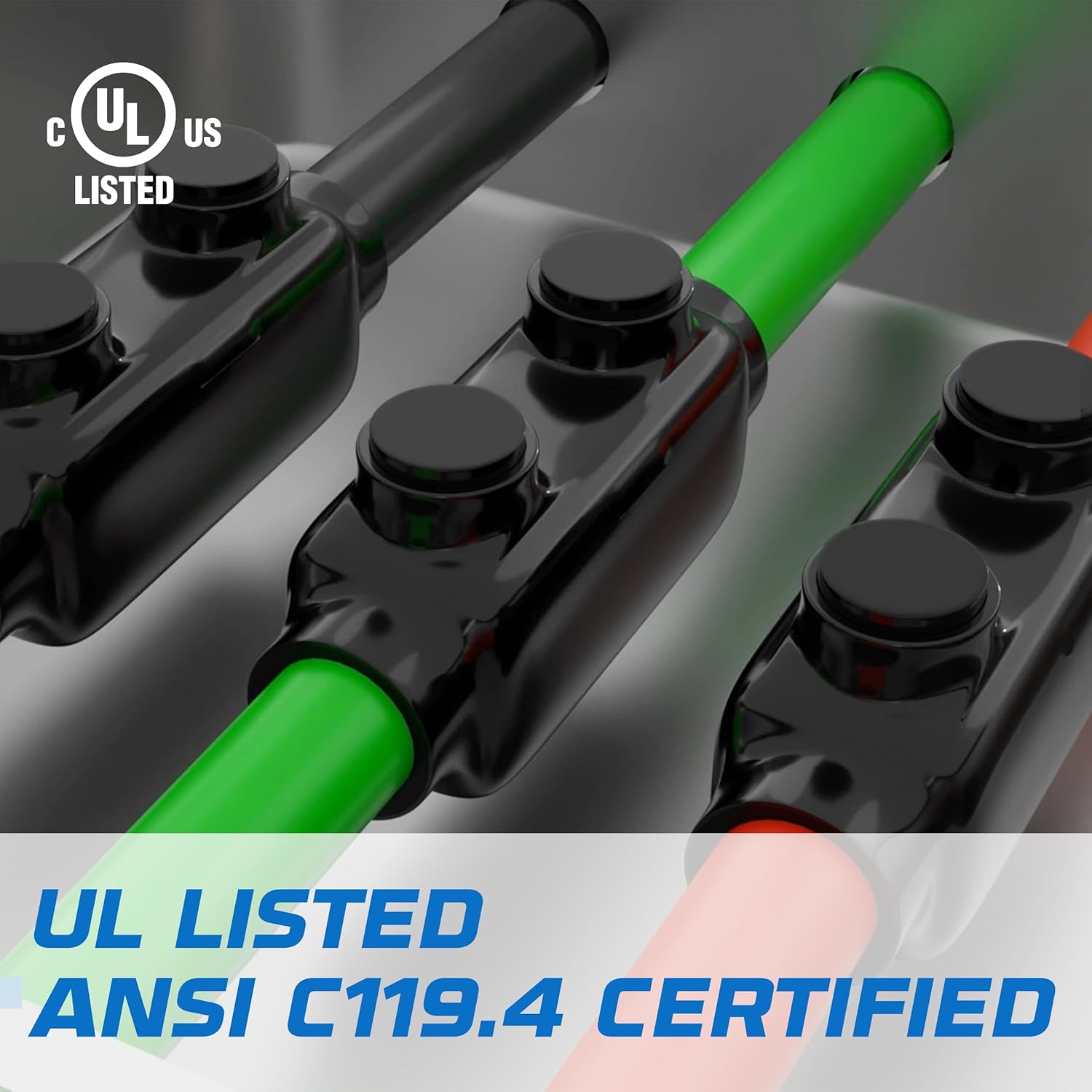 OHLECTRIC Heavy-Duty Insulated Wire Connector (12-Pack) 2 Port Inline Splice Electrical Lugs 2/0-6 AWG Wire Range, 5/32 Hex Screw, Pre-Filled Oxide Inhibitor Ware Tap Copper & Aluminum Wires UL Listed