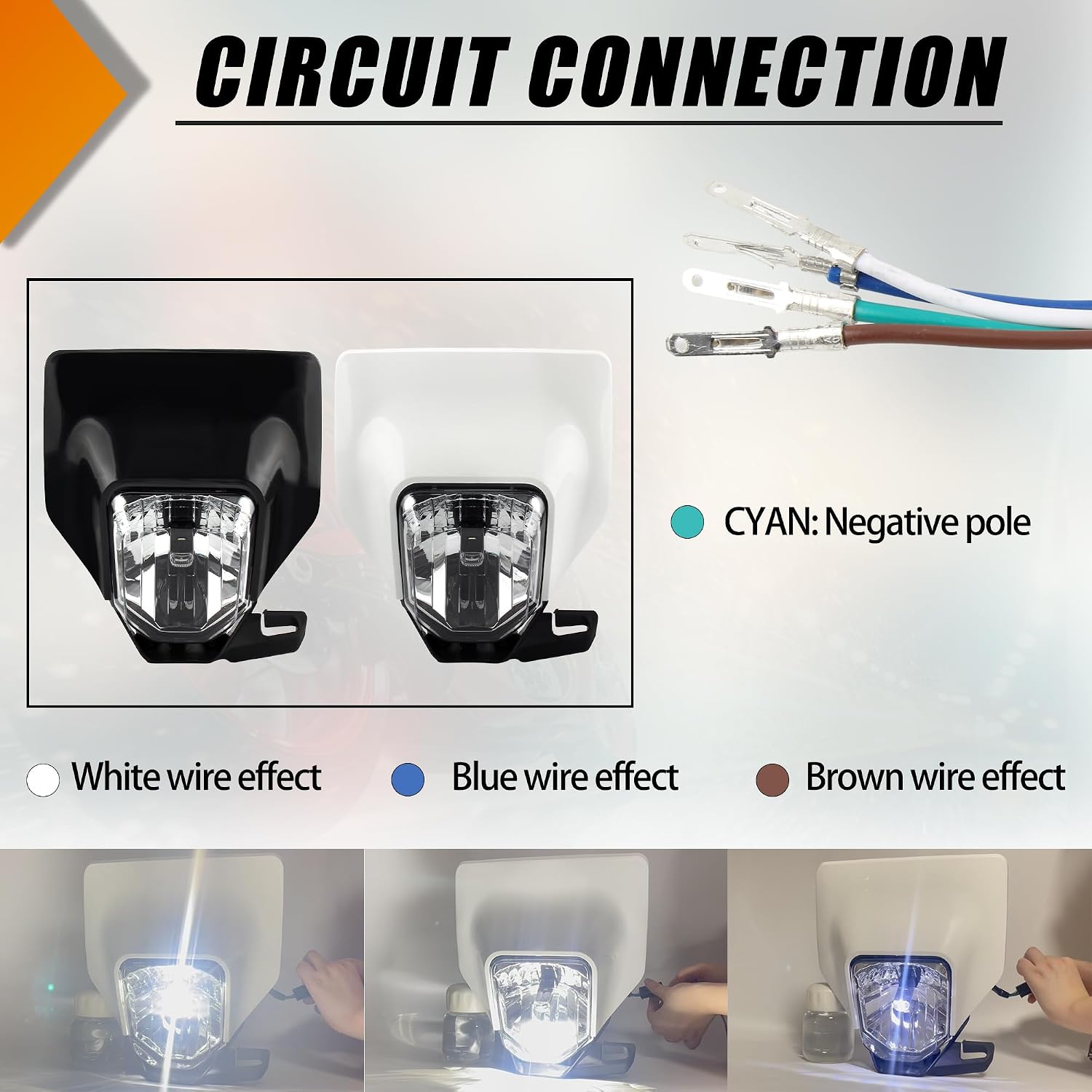 PowerMotor Dirt Bike LED Head Light,Motorcycle H4 Headlight For FC FE TC FX TE TX 125 250 300 350 450 501 FE250 FC250 TC25 Enduro Dirt Bike Lamp Light(Black)
