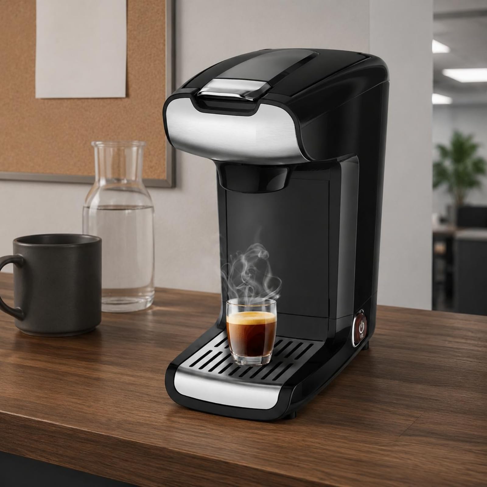 Cafetera Eléctrica Espresso Cápsulas Máquina Café Monodosis Compacta con Bandeja Recogegotas Extraíble Uso con Botón Único y Limpieza Sencilla Adecuada para Hogar y Oficina
