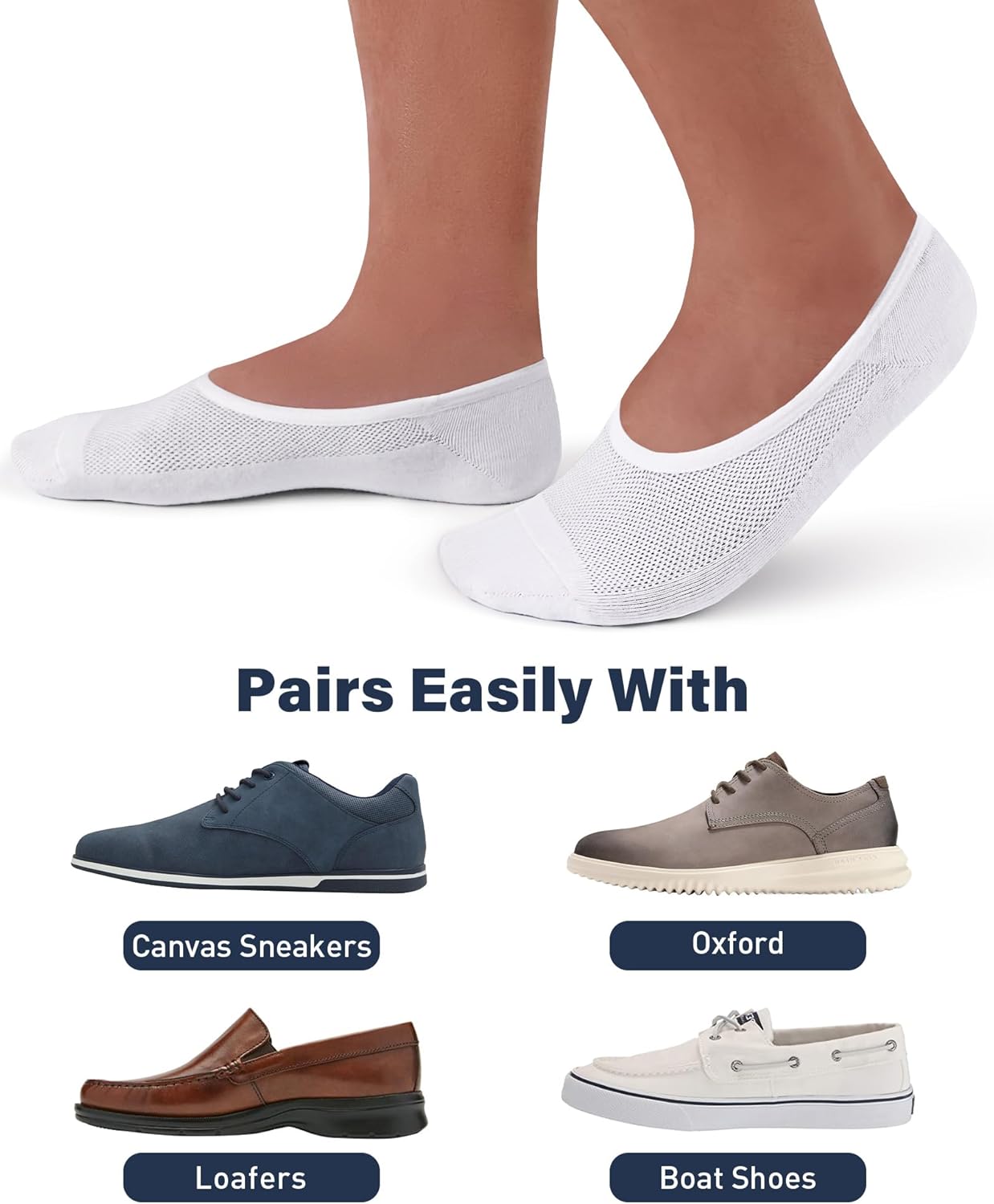 SIXDAYSOX No Show Socks Men 6 Pairs Thin Invisible Low Cut Non Slip Socks for Loafer Sneakers Size 10-13/13-15 - Image 5