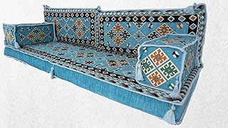 Traditional Handmade Arabic Sofa,Arabic Floor Sofa Seating Set, Turkuoise Arabic Jalsa, Arabic Majlis, Pallet Cushions, Floor Cushions,Hookah Lounge
