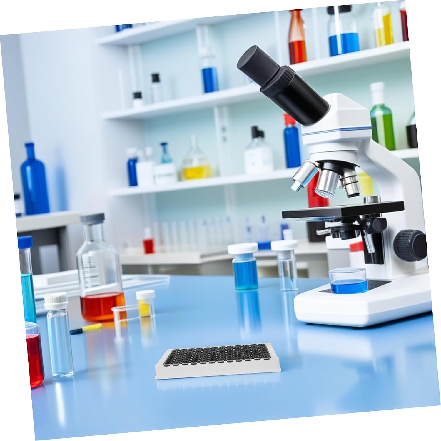Vaguelly 96-Well Plate for Experiments with 360μl Capacity Per Well, Medium-Binding Reusable Plastic Microplate with Black Bottom and Frame, for Elisa Detection and High-throughput