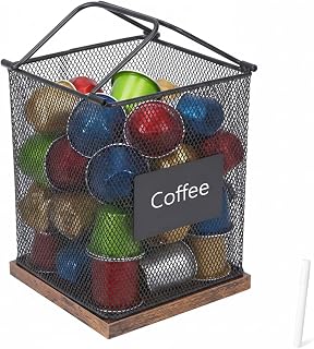 K Cup Holder Metal Coffee Pod Organizer, Metal K Cup Organizer for Counter, Space-Saving Drink Station Storage Rack with handle for Kitchen Coffee Bar and Office Desktop, Modern Pod Stand