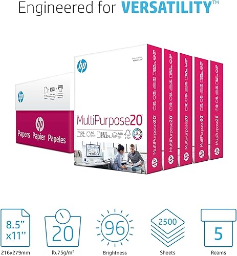 Miniatura 2 de HP 115100 Papel multiusos, 96 brillante, 20 libras, carta, blanco, 2500 hojascartón
