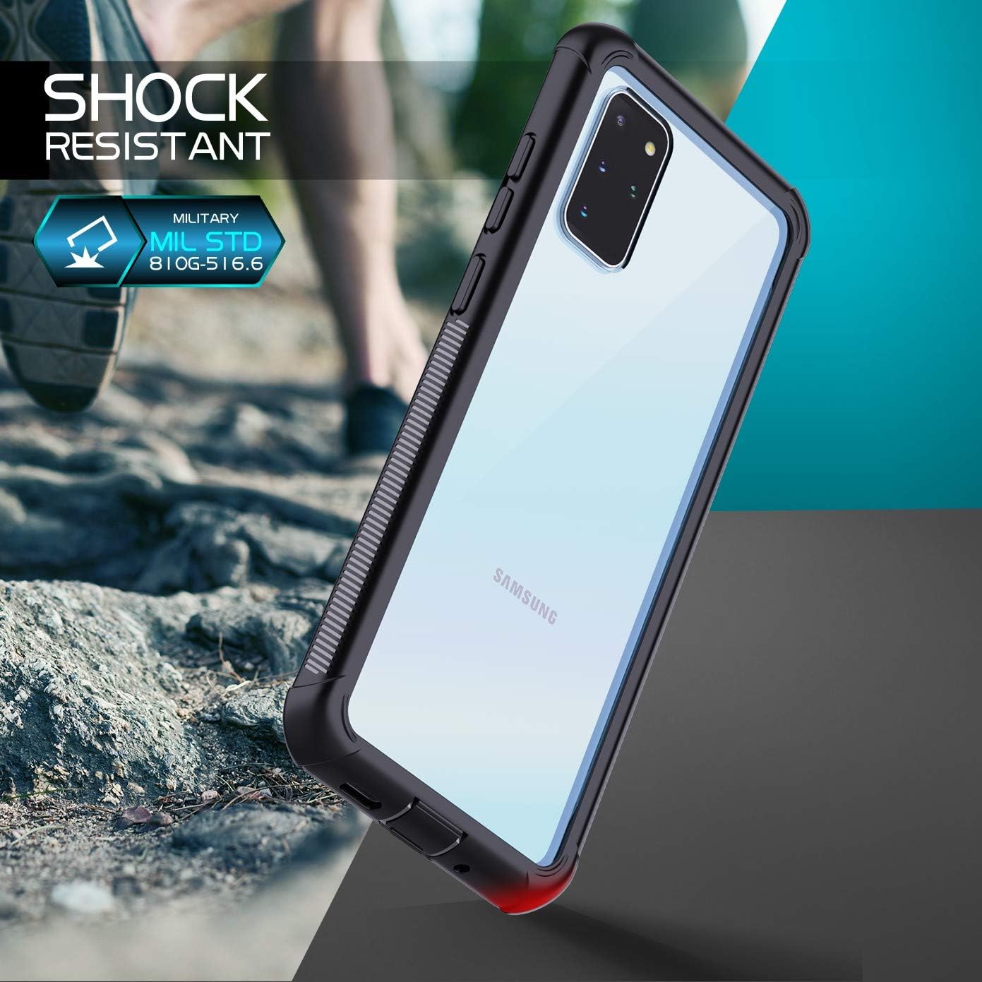 Temdan for Samsung Galaxy S20 Plus Case, Built-in Screen Protector Full Body Heavy Duty Shockproof Case Support Wireless Charging for Samsung Galaxy S20 Plus 5G 6.7 inch 2020 Release (Black)