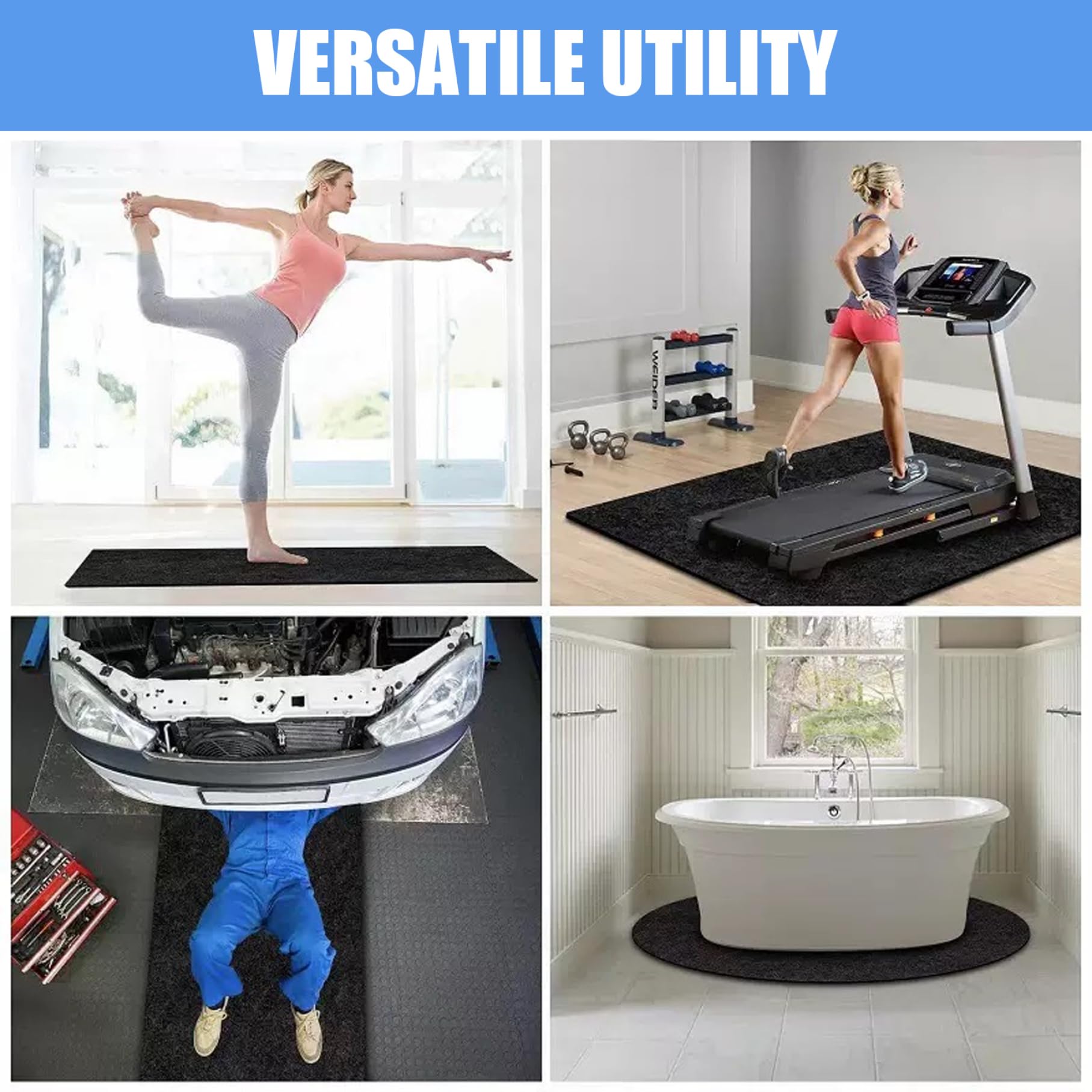 Tapis de Spa, 80 x 80 Pouces, pour Une Utilisation intérieure et extérieure, imperméable et antidérapant, pour spas piscines gonflables (Gris), Tapis de Spa pour Gonflable.