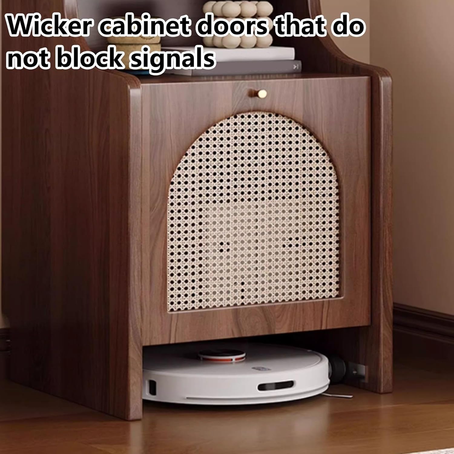 Robot Vacuum Cabinet, Hidden Mobile Cabinet with Wheels and Adjustable Shelf, for Living Room, Entryway, Home Office & Balcony, Home Furnishing Organizer Stand(Brown,45cm/17.7in)