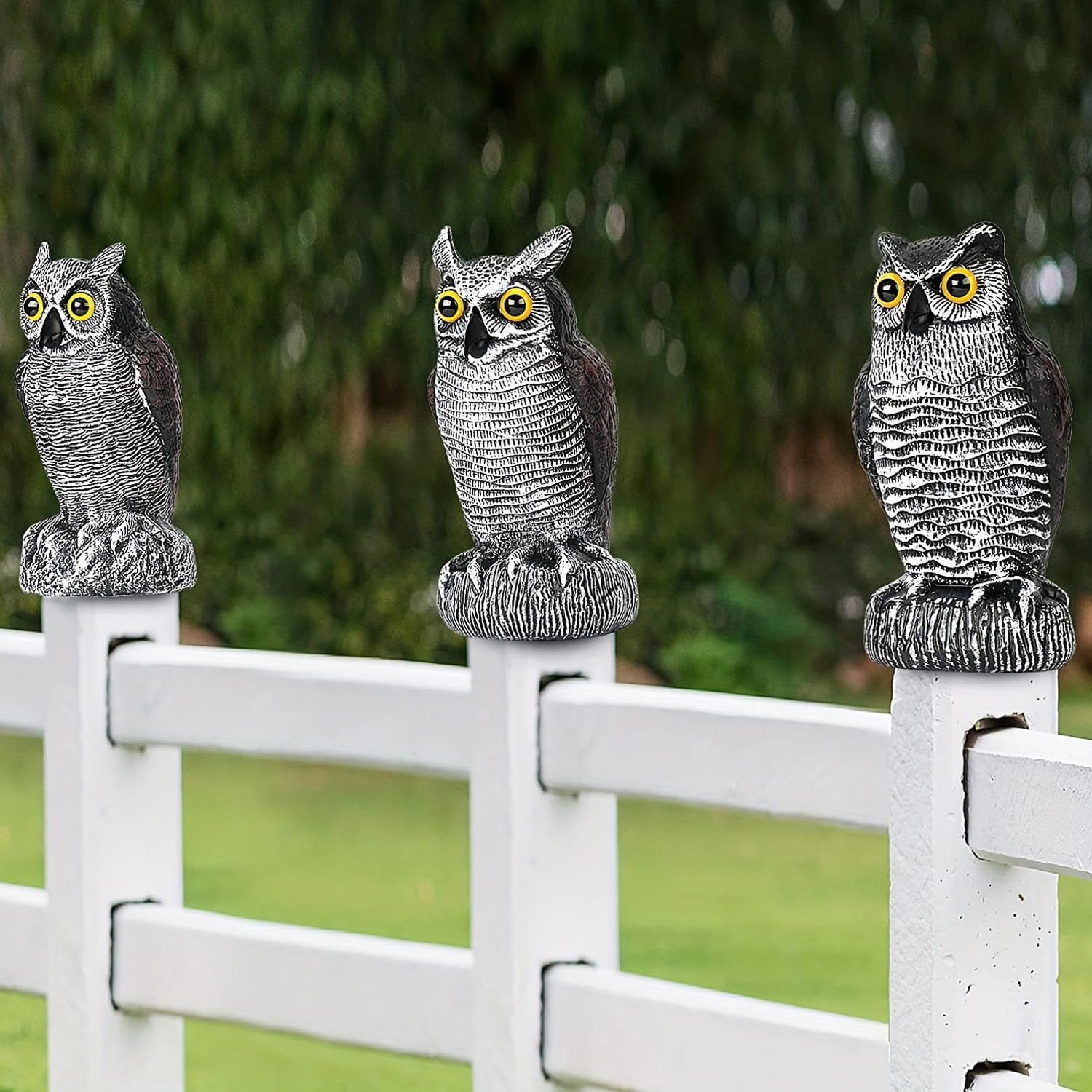 Fake Owl Scarecrow Sculpture,Decoys to Scare Birds Away from Gardens and Patios, Scarecrow Plastic Owl Statues, Pigeon Deterrent - Image 6
