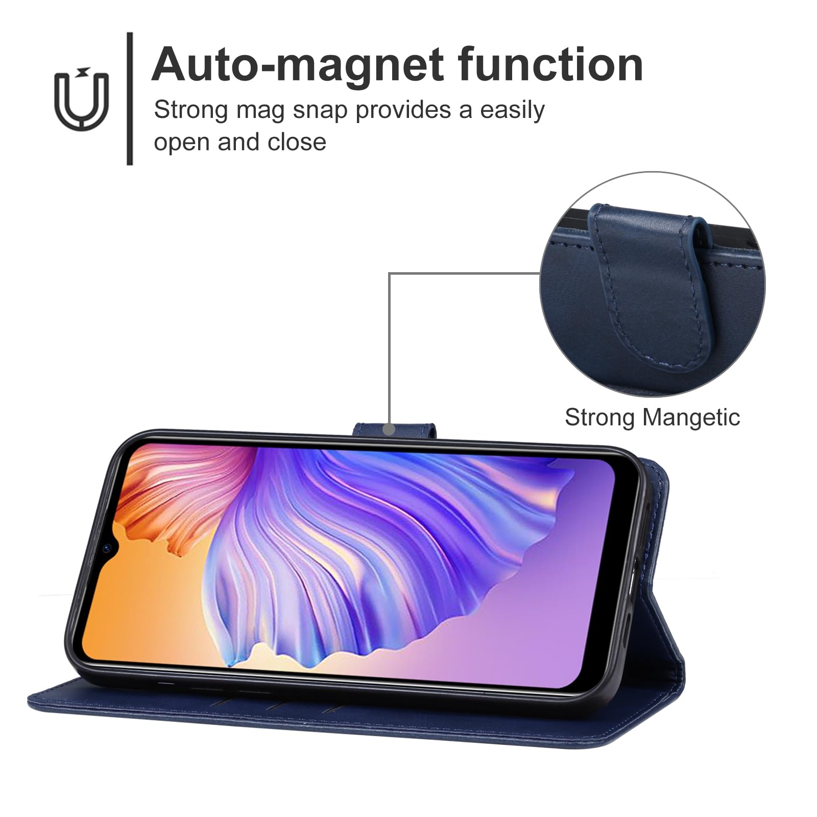 Étui compatible DOOGEE N50 N50S coque flip livre cuir magnétique porte carte bleu