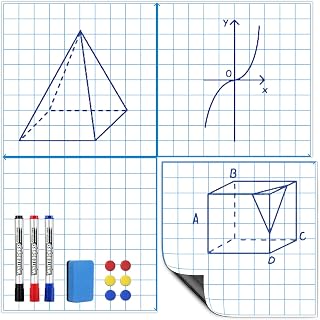 Magnetic Graph Paper for Whiteboard: 4-in-1 Dry Erase Grid XY Coordinate Plane for White Board - 30"x30" Reusable Axis Board with Markers, Magnets, Eraser for Math Teacher Classroom Must Have