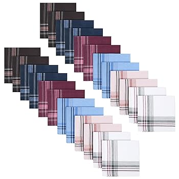 Fazzoletti Da Uomo URAQT - 12 Pezzi Cotone 35x35cm Con Motivo Scozzese Per Matrimoni E Business - Foto 12