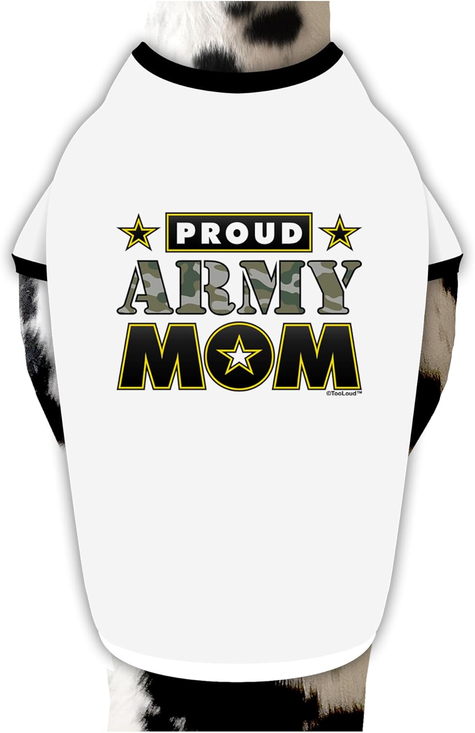 TOOLOUD Proud Army Mom Dog Shirt White with Black XL