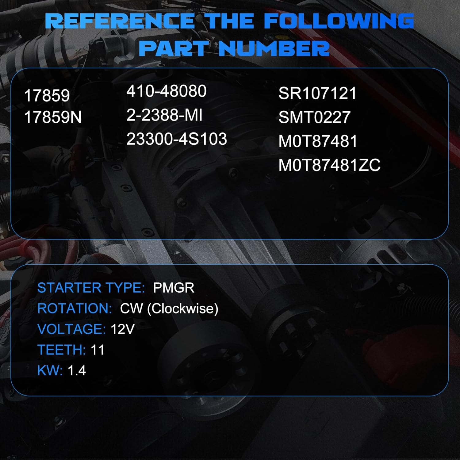 Starter 17859 Starter Motor for 2002 Frontier 3.3L, for 2003 Frontier 3.3L, for 2004 Frontier 3.3L, for 2001 Xterra 3.3L, for 2002 Xterra 3.3L, for 2003 Xterra 3.3L, for 2004 Xterra 3.3L