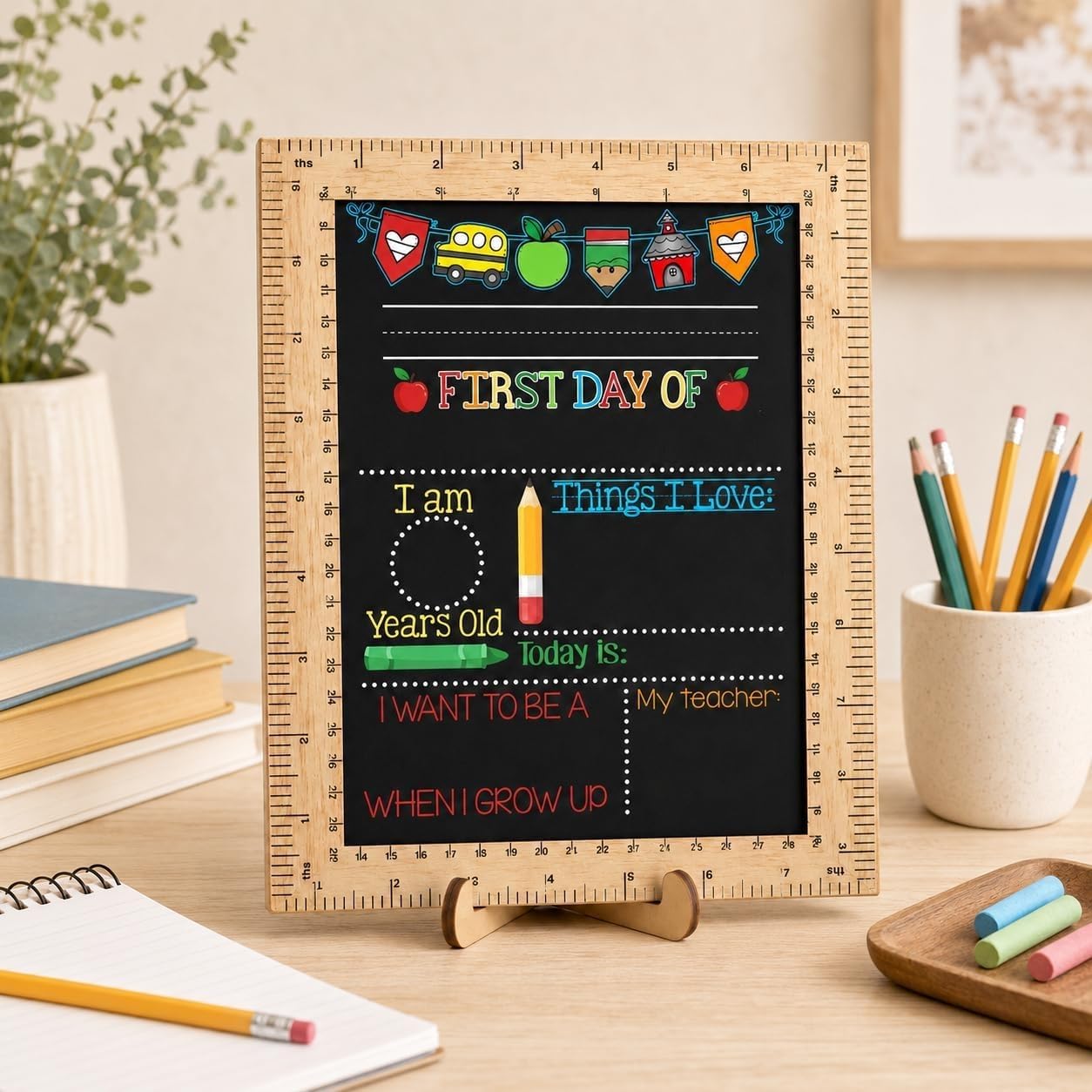 First Day of School Sign Reusable and Erasable School Board for Kids First Day, My First Day of Kindergarten Sign (DK06)