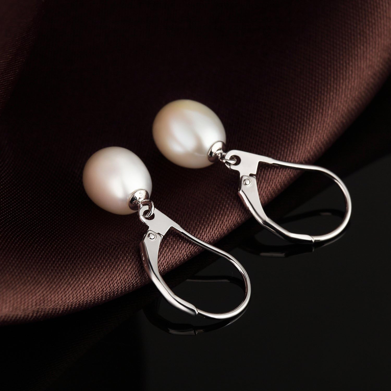 Pearl Earrings Teardrop Pearl Earrings Silver Pearl Drop Earrings Women Pearl Dangle Earrings Sterling Silver Dangle Drop Pearl Earrings,Leverback Pearl Earrings for Women White Pearl Earrings Studs - Image 5
