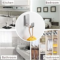 Vista 6 de BESy Clothes Hook Single Towel Hooks for Bathroom Kitchen Garage Square Style Robe Hooks Coat and Hat Hook, Self Adhesive or Wall Mounted with