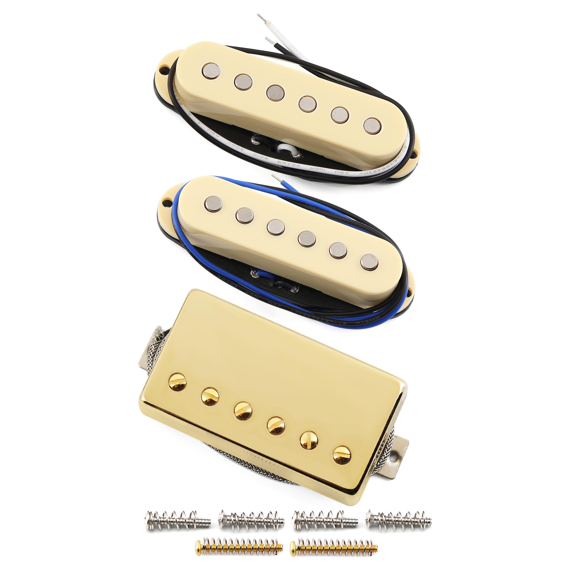 FLEOR Alnico - Set di 5 pickup a bobina singola piatta e humbucker ad alto guadagno, colore: crema HSS N+M+B per chitarra ST Style