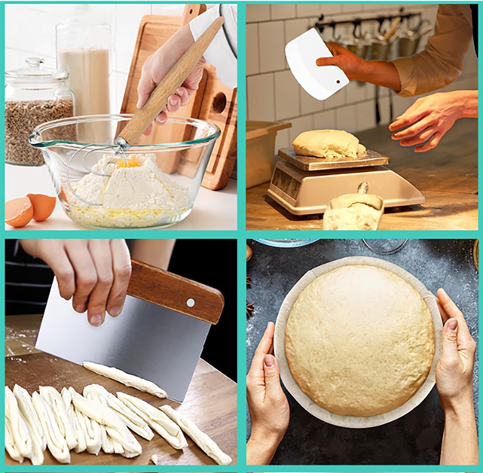 Generic Cestino da forno per pane con riscaldatore, cestino per fermentazione del pane, set per la preparazione del pane, cestino europeo per pane vite, raschietto, mixer, set di utensili da forno