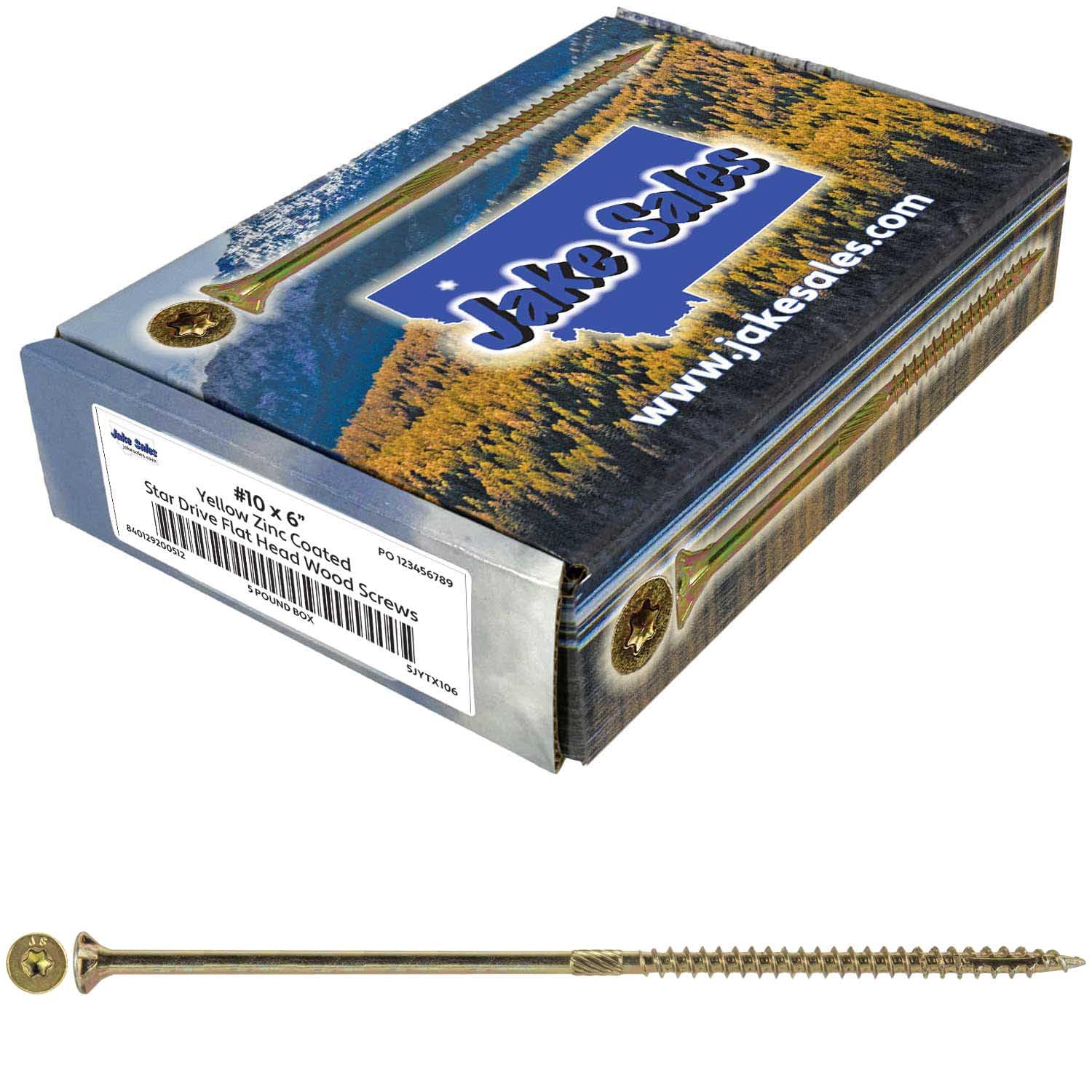 Vis à bois Torx #10 X 6" YTX dorées anti-fendage pack de 5 POUNDS
