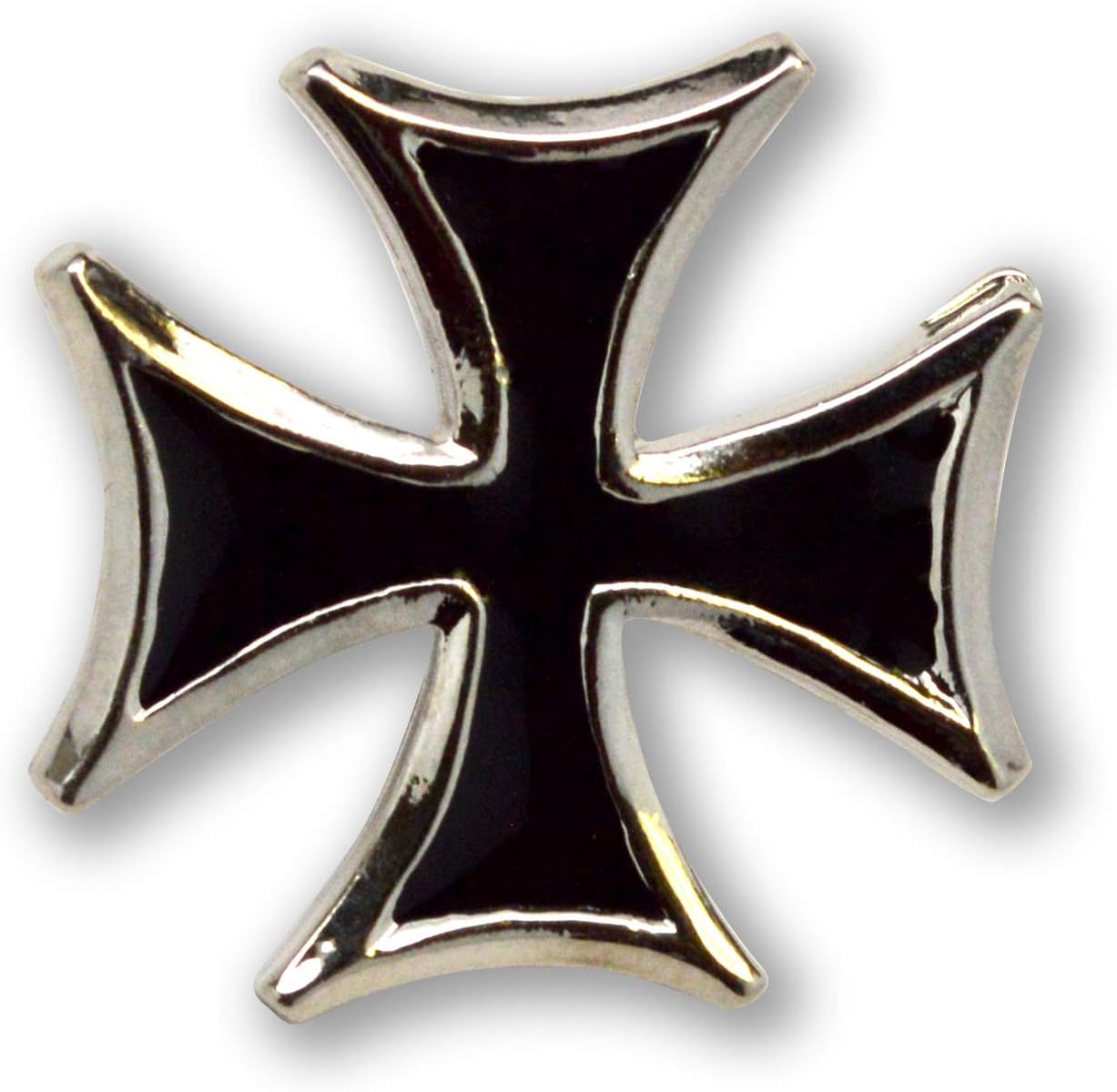 Knights of Malta Templar Cross Jacket or Hat Pin Black and Silver Finish Pewter