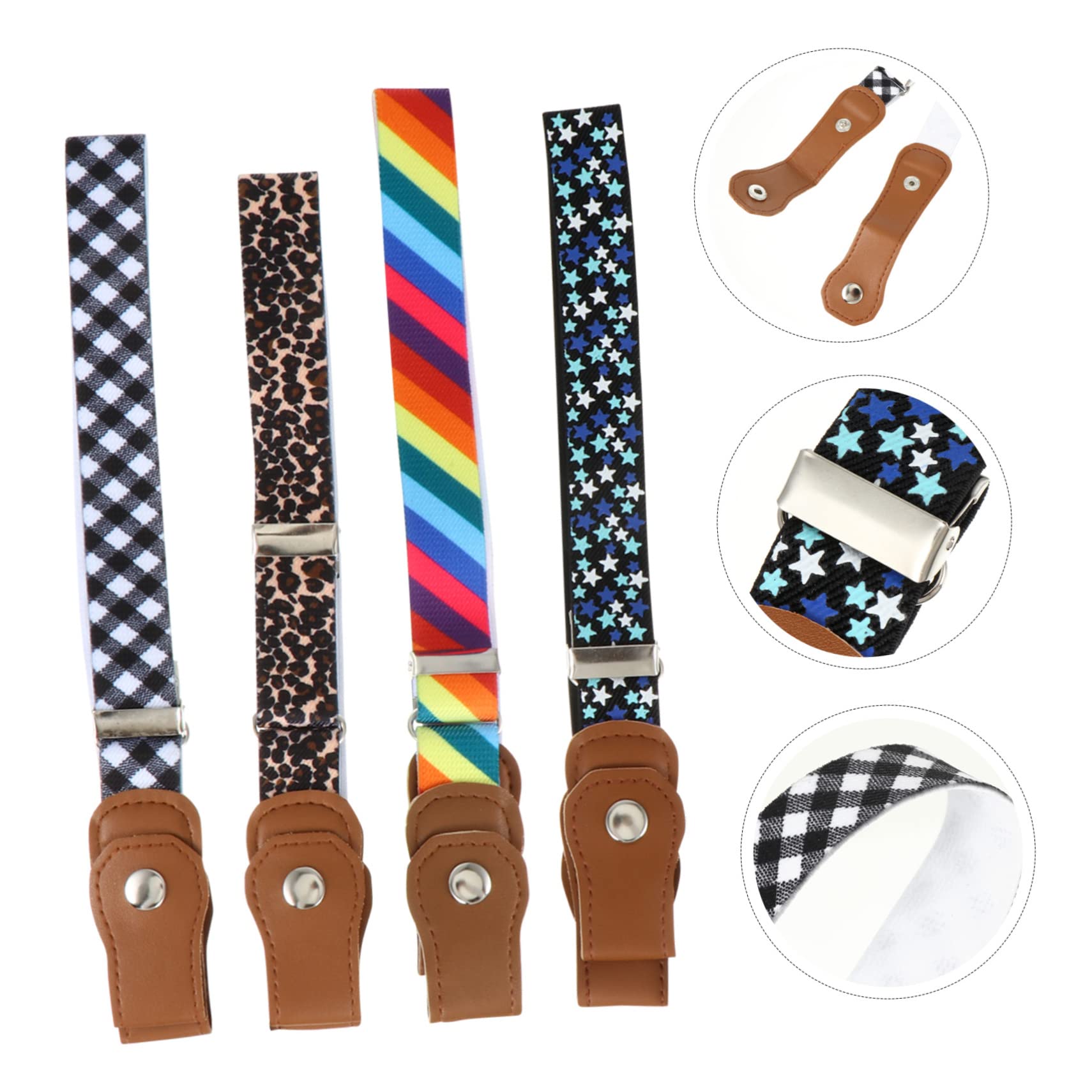 LIFKOME 12piezas Cinturones Elásticos Ajustables Para Niño De Estampados Coloridos Cinturones De Moda Para Ropa Infantil Para Pantalones y Jeans