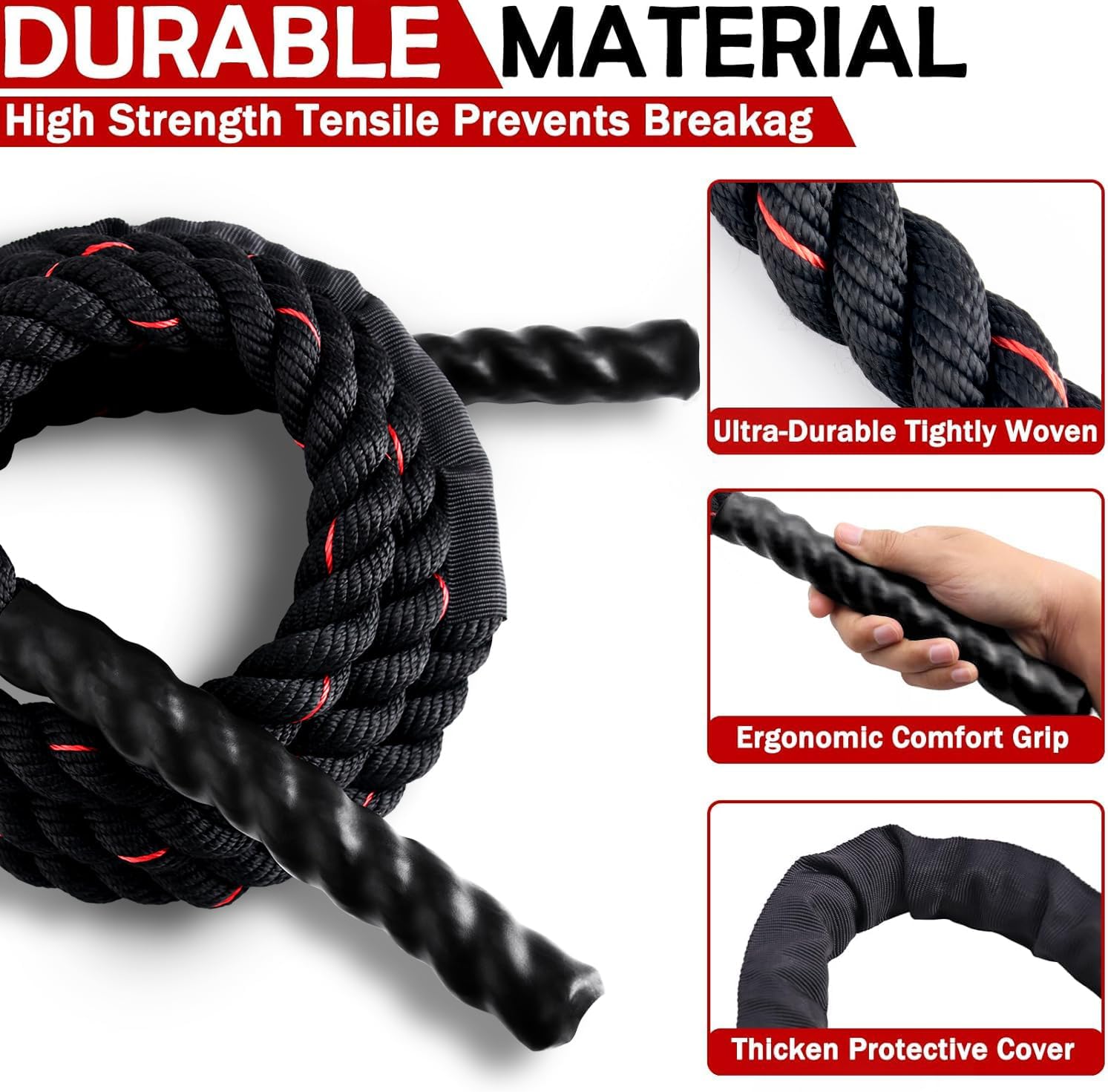 Jump Rope, Weighted Jump Rope for Men Women, 1.5lb 2.8lb Heavy Jumping Ropes for Fitness, Adult Skipping Rope for Home Gym Exercise, Improve Strength and Building Muscle Workout Equipment - Image 2